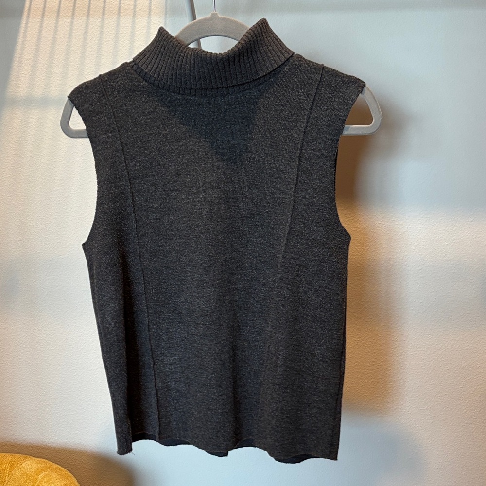 Zara Charcoal Sleeveless Turtleneck Top